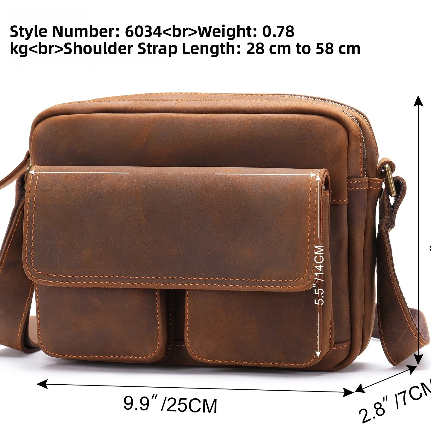 

Men's Large Capaci oulder Crossbody Bag Vintage New Genuine Leather Top Layer Cowhide Bag for Autumn And Winter