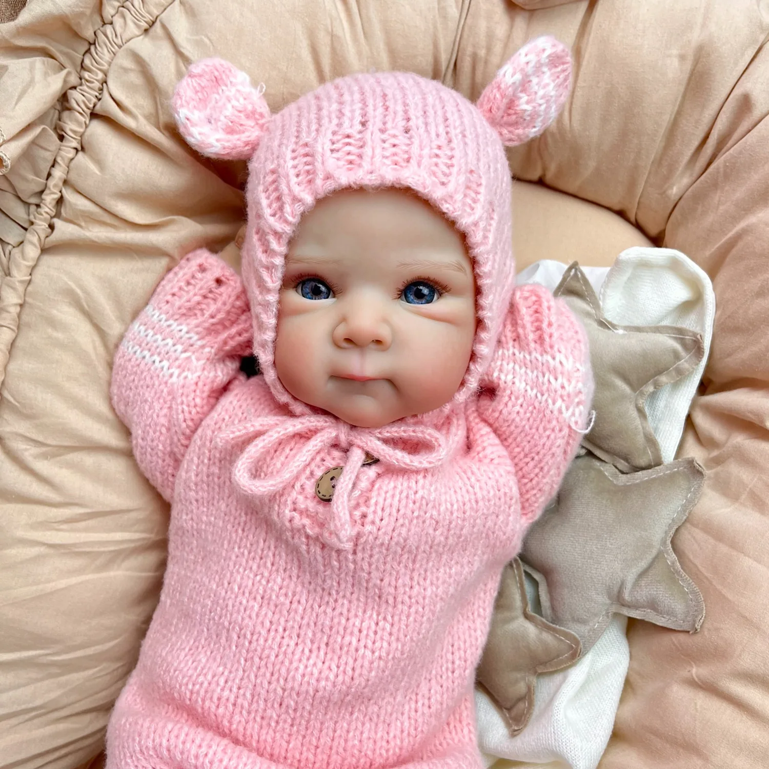 18 inch Reborn Baby Doll Toy with Soft Cloth Body Lifelike 45 CM 3D Skin Doll with Blood Vessel Handmade Birthday Gift For Girl