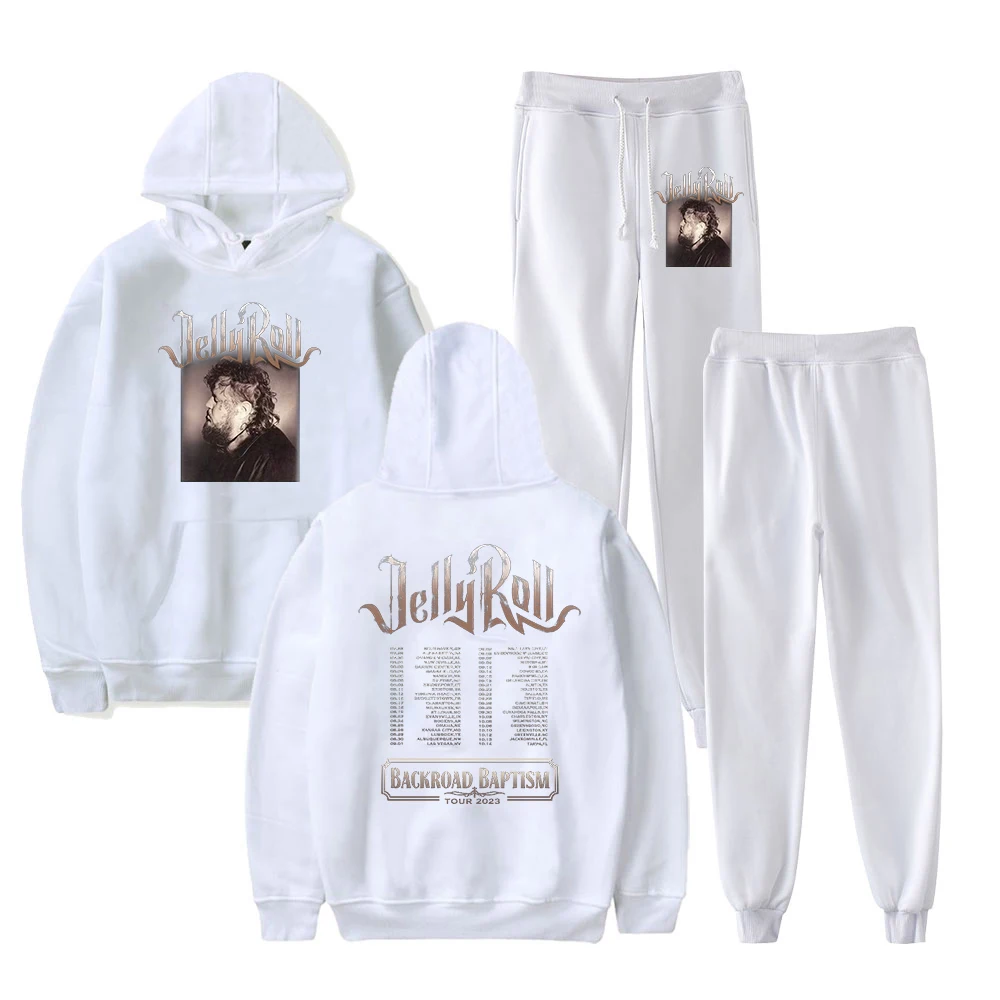 Jelly Roll-Sudadera con capucha y pantalones de chándal para hombre y mujer, conjunto de dos piezas de Sudadera con capucha y pantalones de chándal para hacer fotos de perfil, Tour de bautismo, Backroad, 2023