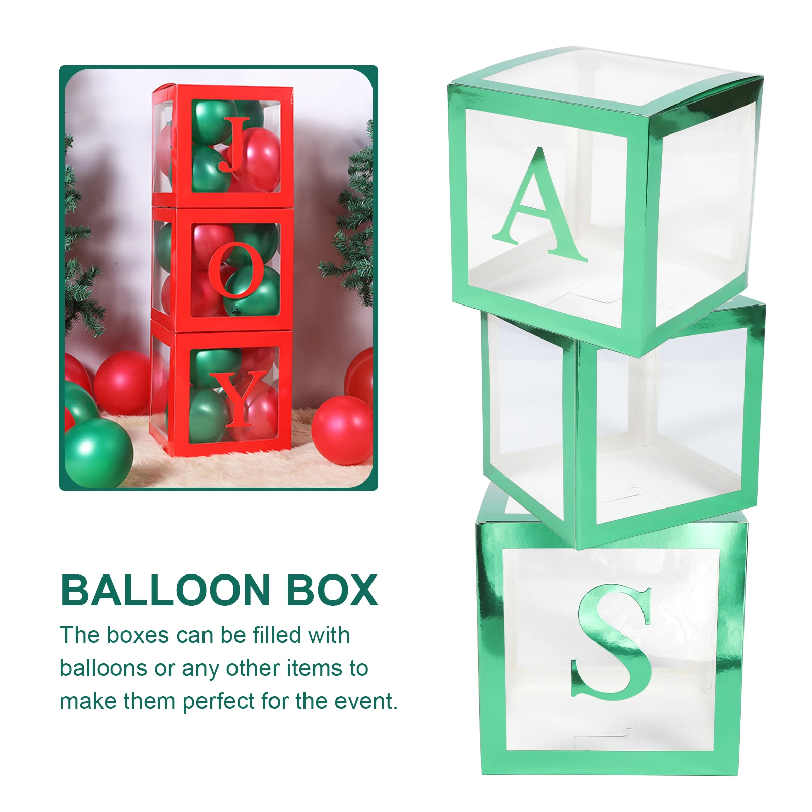 

1 set 1 Set Transparent Storage Boxes Christmas Party Balloon Boxes Xmas Gift Case Balloon Box Decor For Home Hotel