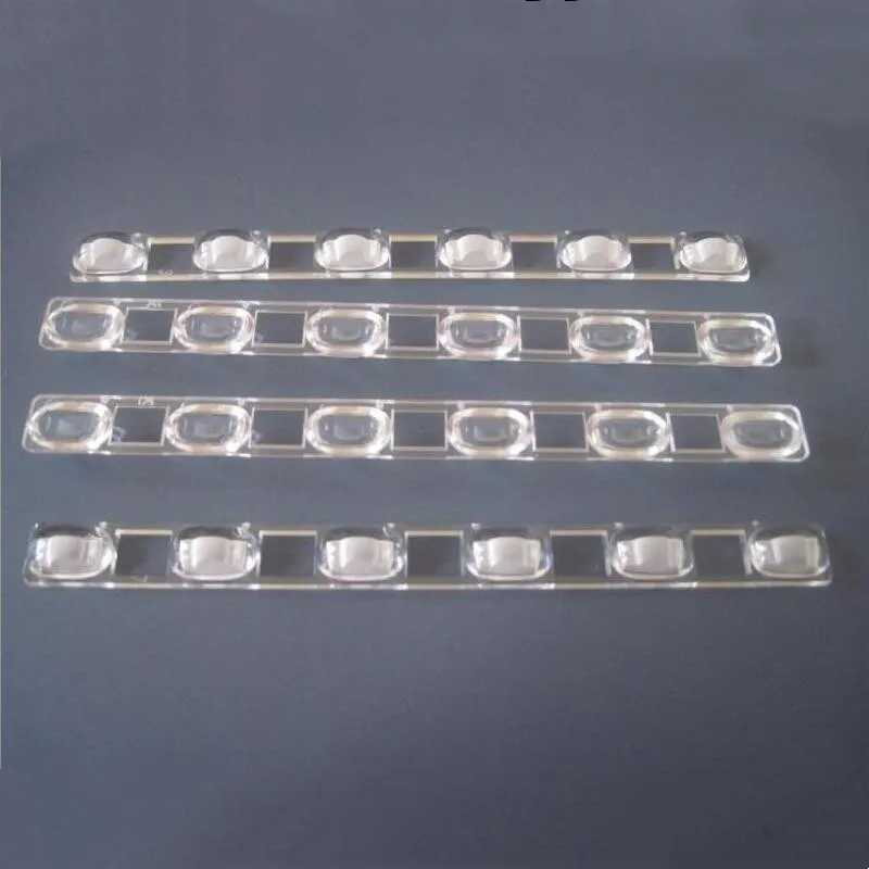 #NDHR-9.7 High quality 2835 Led Optical Lens, Conjoined lens, Size 115.4X9.7X5mm, Degree 120, Grinding Surface, PMMA