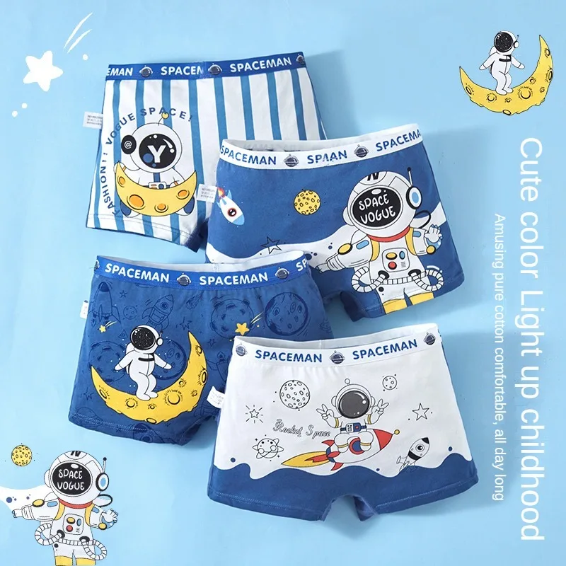 4PCS Underpants Boy Cute Briefs for Boys Pure Cotton Children\'s Panties Boxers Cartoon Boys\' Underwear Shorts Boxer Underwears