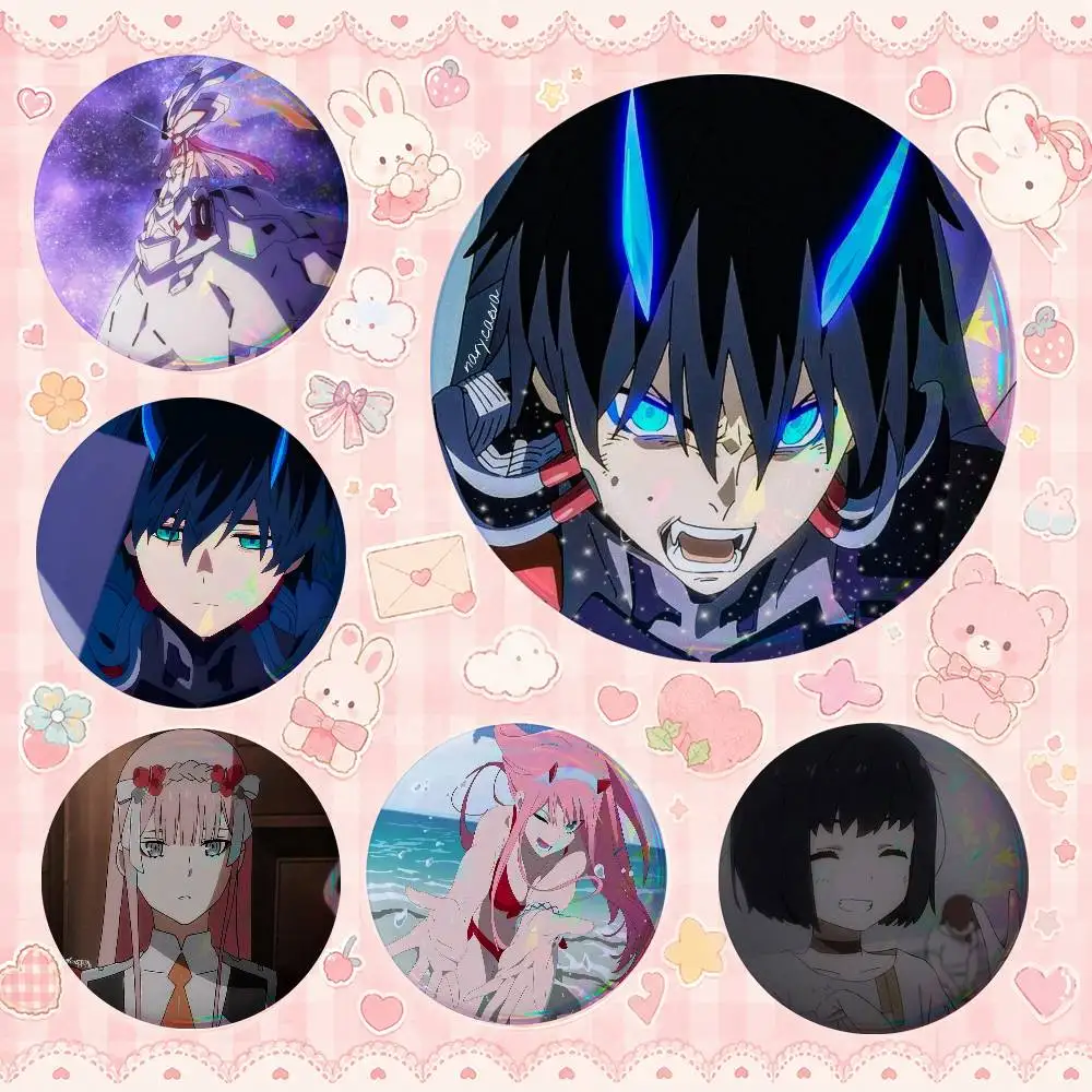 DARLINgs- In The FRANXX Cute Cool Round Pin Badge Set For Anime Game Music Cartoon Fans Backpack Denim Jacket Hat Decoration