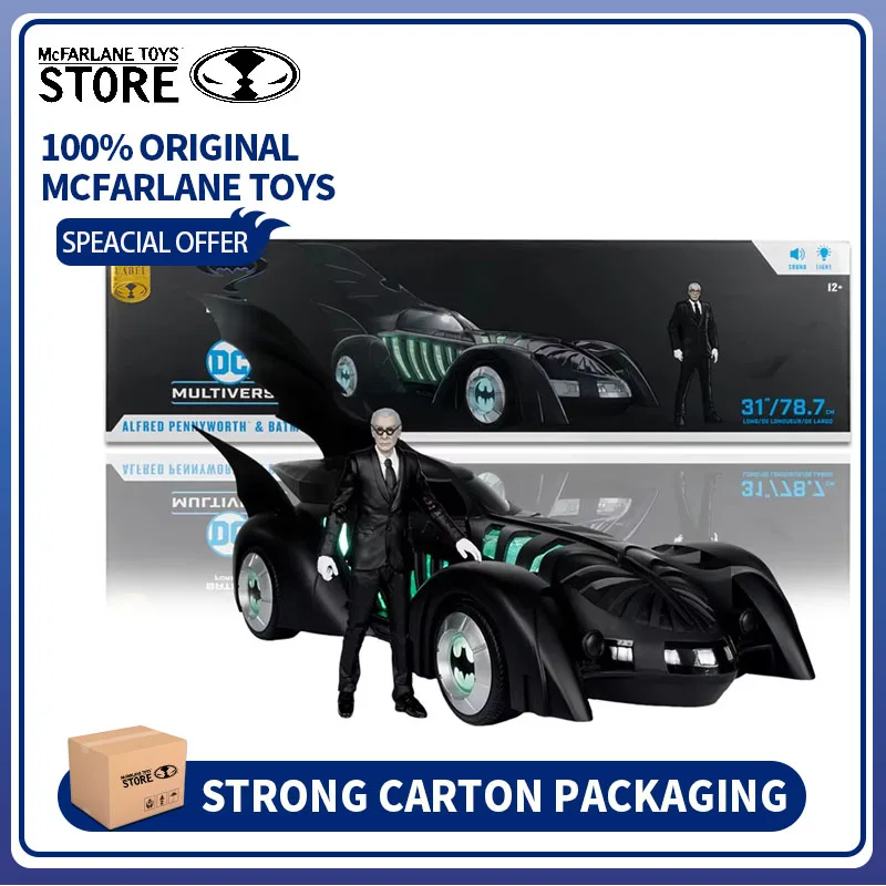 100% Original McFarlane Toys DC Multiverse Alfred Pennyworth & Batmobile (Batman Forever) Vehicle and 18cm Figures Model