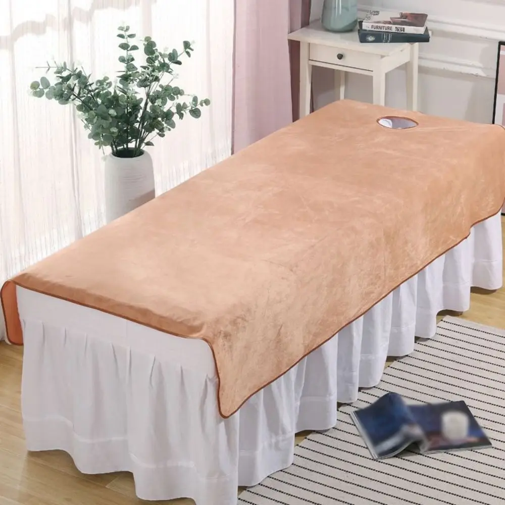 Comfortable SPA Bedspread Soft with Face Hole Cosmetic Bed Sheet Solid Color Velvet Beauty Massage Table Cover Home Accessories