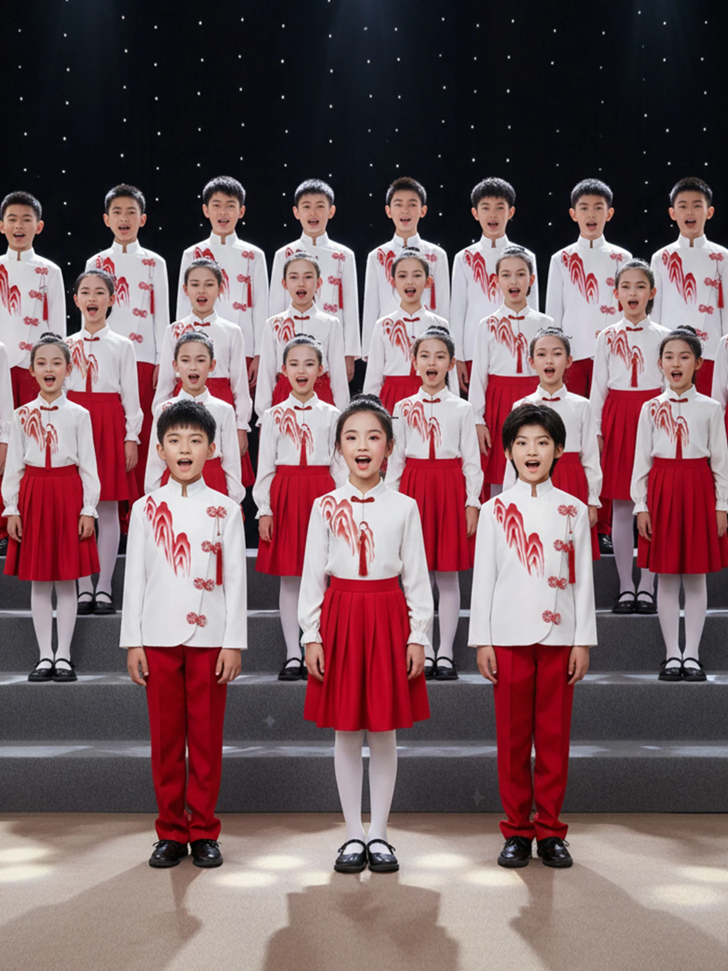 

Костюм для выступлений «Красный патриот» для детского хора, наряд для декламации, традиционная этническая сценическая одежда для девочек начальной школы