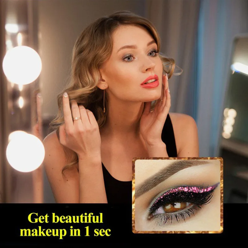 Pegatinas de sombra de ojos autoadhesivas con purpurina, pestañas postizas de doble párpado, pegatinas de maquillaje de ojos de fiesta impermeables, nuevo