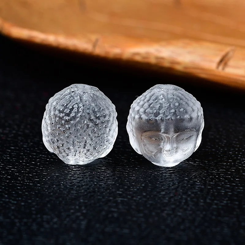 1piece white crystal  CARVED buddha head 12-13mm nature wholesale FULL HOLE