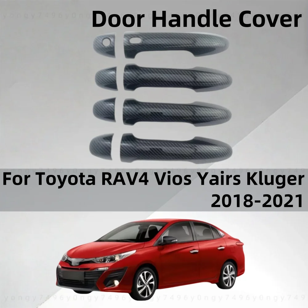 

Carbon Car Accessory Door Handle Cover Trim Paste Style 2018 2019 2020 2021 Chrome Silver For Toyota RAV4 Vios Yairs Kluger