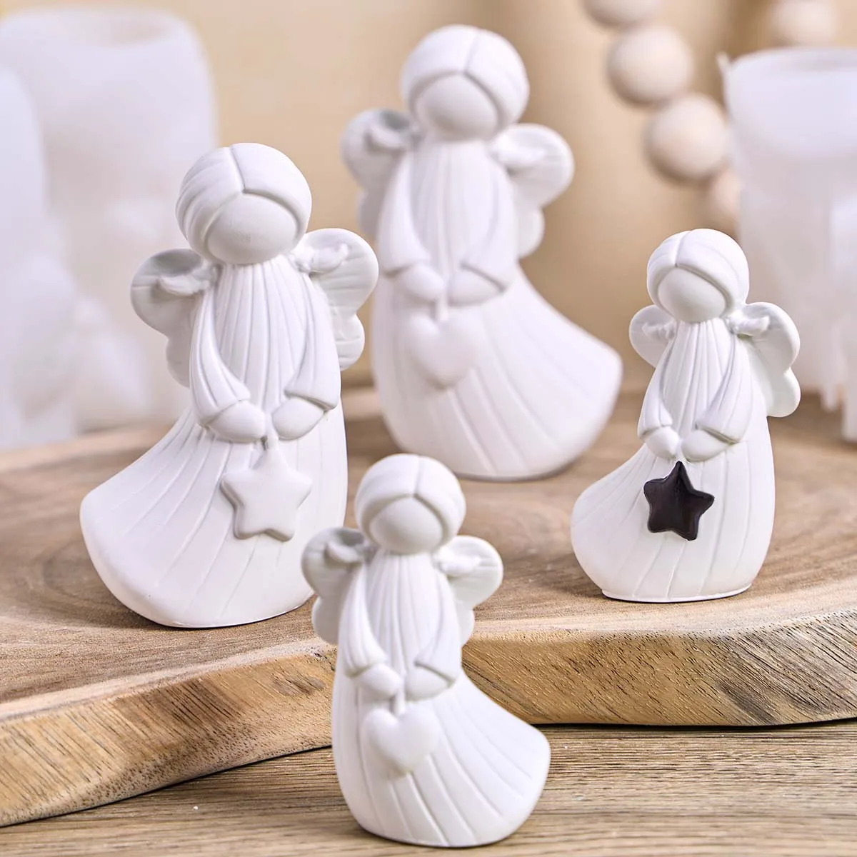 

3D Heart Angel Silicone Candle Mold DIY Star Shape Sprite Ornaments Clay Molds Plaster Resin Crafts Making Home Decor Art Gifts