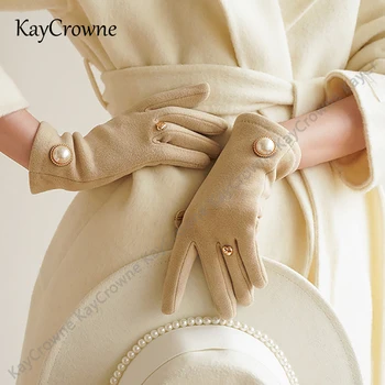 ใหม่แฟชั่นเลียนแบบไข่มุก Grace Lady ถุงมือผู้หญิงฤดูหนาวถุงมือ Elegant Touch Screen WARM Windproof ขี่ถุงมือถุงมือ