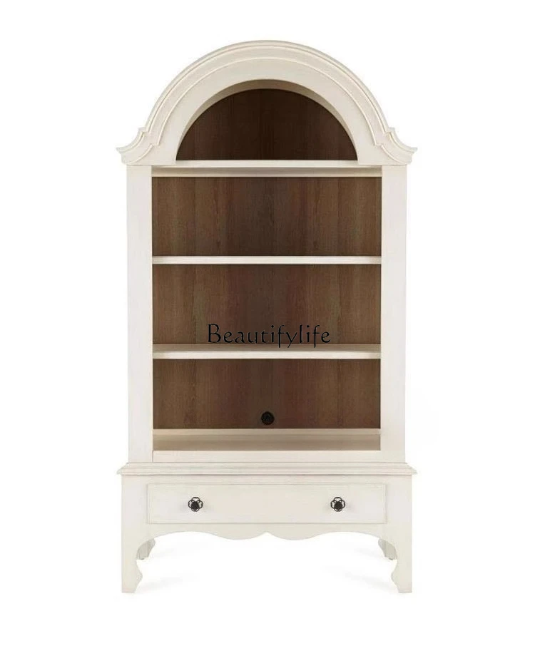 

American Country Solid Wood Arched Bookcase Bookshelf Storage Display Cabinet Study Furniture