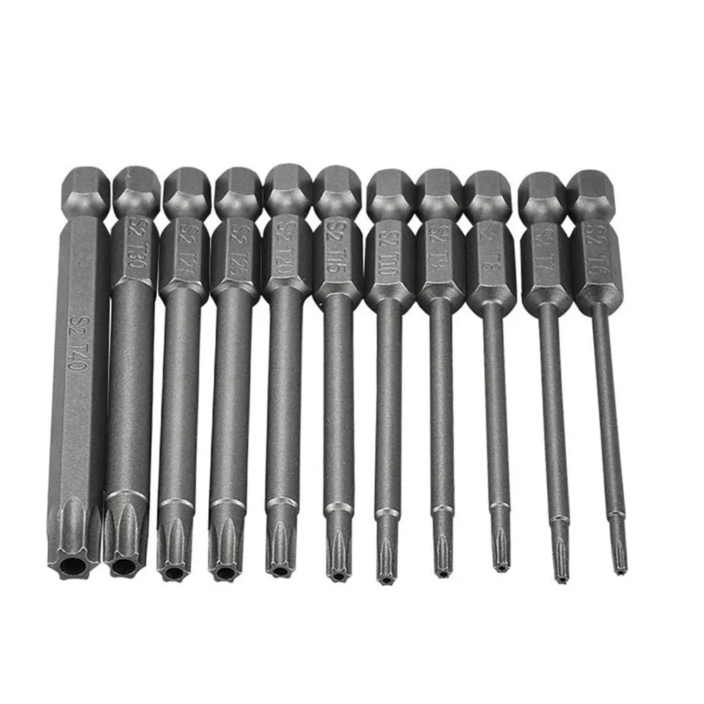 1 pçs torx chave de fenda magnética bit segurança à prova de violação estrela 1/4in hex haste chave de fenda t7/t8/t9/t10/t15/t20/t25/t27/t30/t40