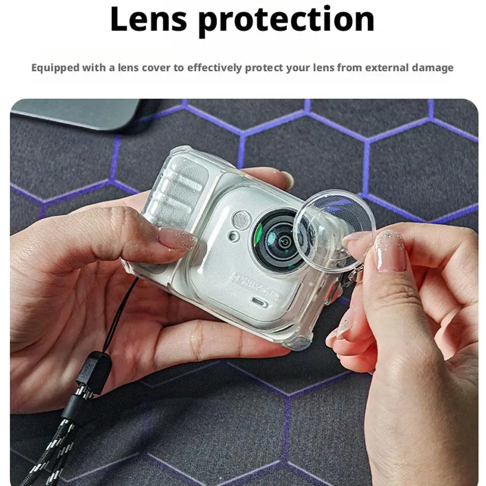 TPU Für Insta360 Gehen Ultra Schutzhülle Wärmeableitung Anti Drop Schutzhülle Mit Objektiv Kappe & Lanyard Roman Kamera werkzeug