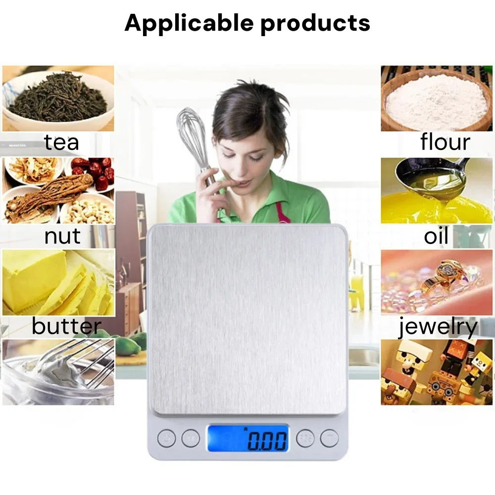ميزان المطبخ الرقمي شاشة LED 0.1 جرام لوح من الفولاذ المقاوم للصدأ موازين إلكترونية مجوهرات منزلية وجبات خفيفة طعام وزن أدوات الخبز