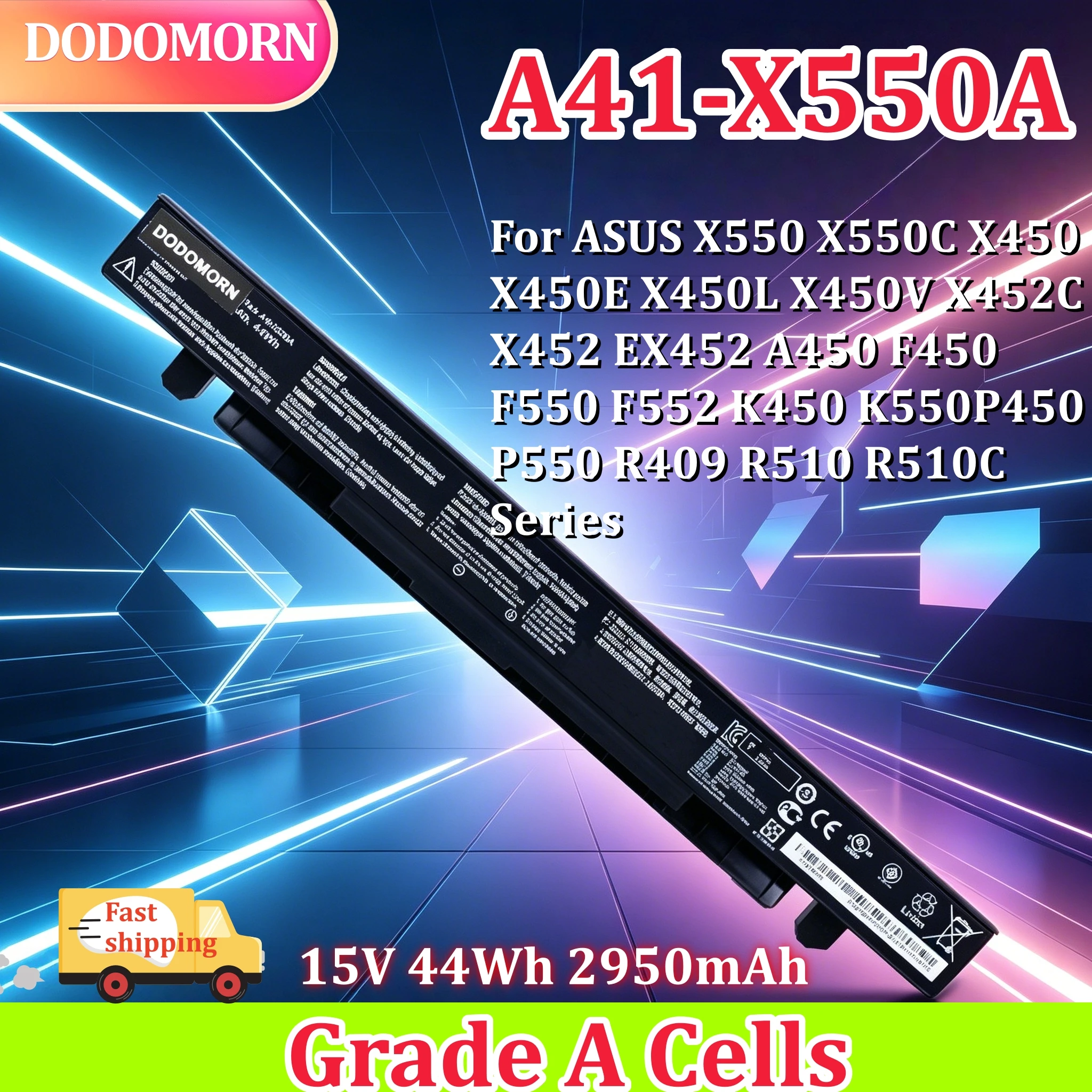 

High quality A41‑X550A Battery A41‑X550 for ASUS X450 X550 F550 K550 R510 Y481C Y581C X550VB X550VC F550V