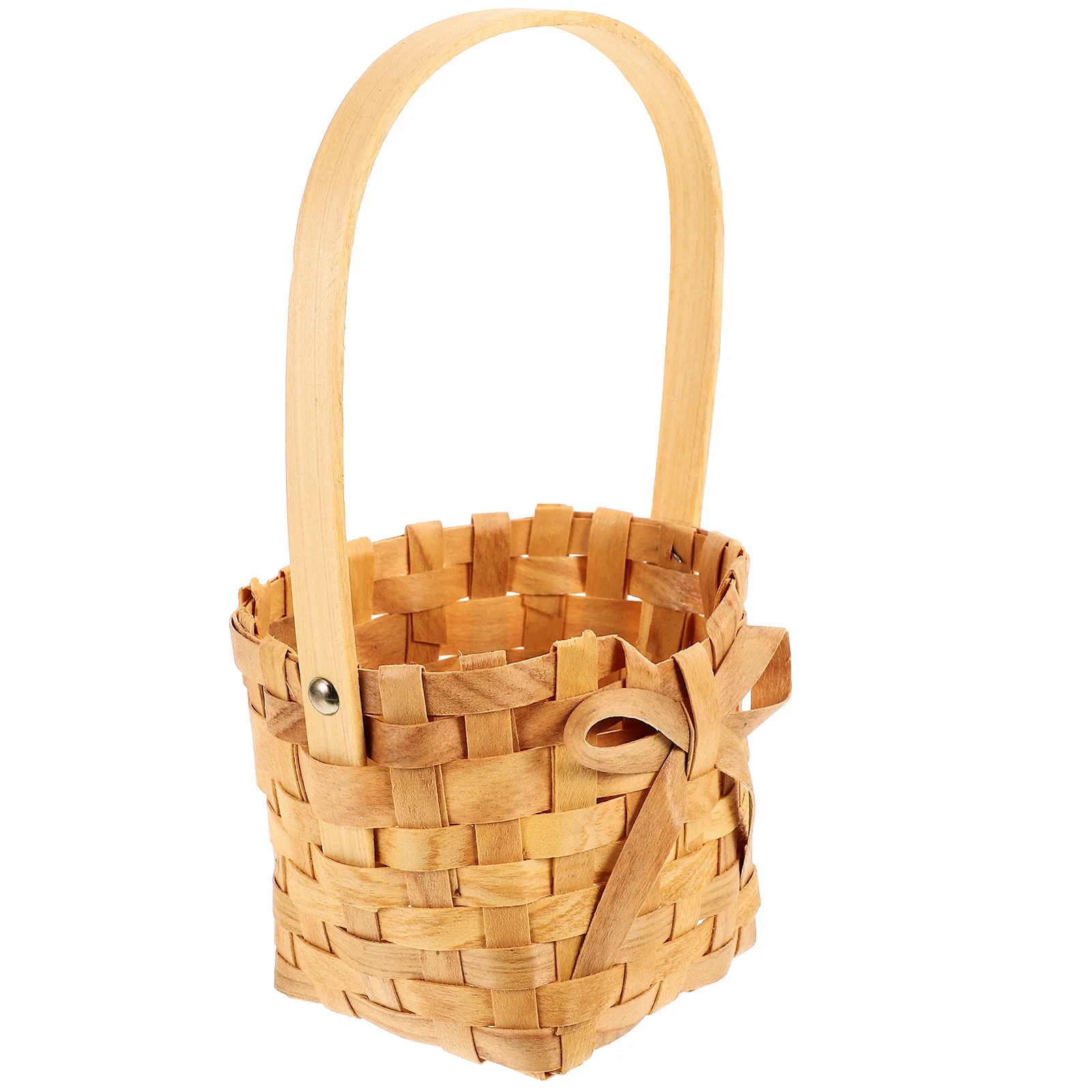 

Hand Woven Storage Basket Bamboo Multifunctional Rustic Picnic Flower Fruit Vegetable Basket with Handle for Home Office Wedding