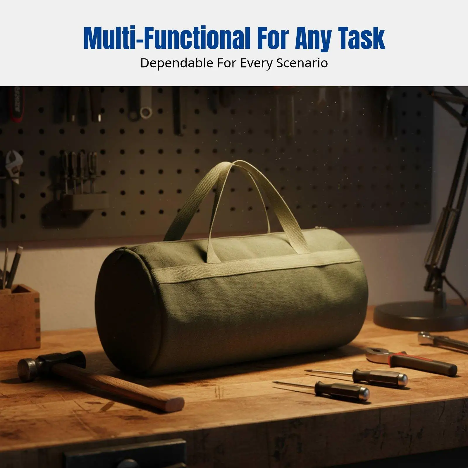 Tough Build Canvas Reinforced Utility Pouch for Working Tool Storage Auto Repair Handyman Bag with Multiple Compartments Durable