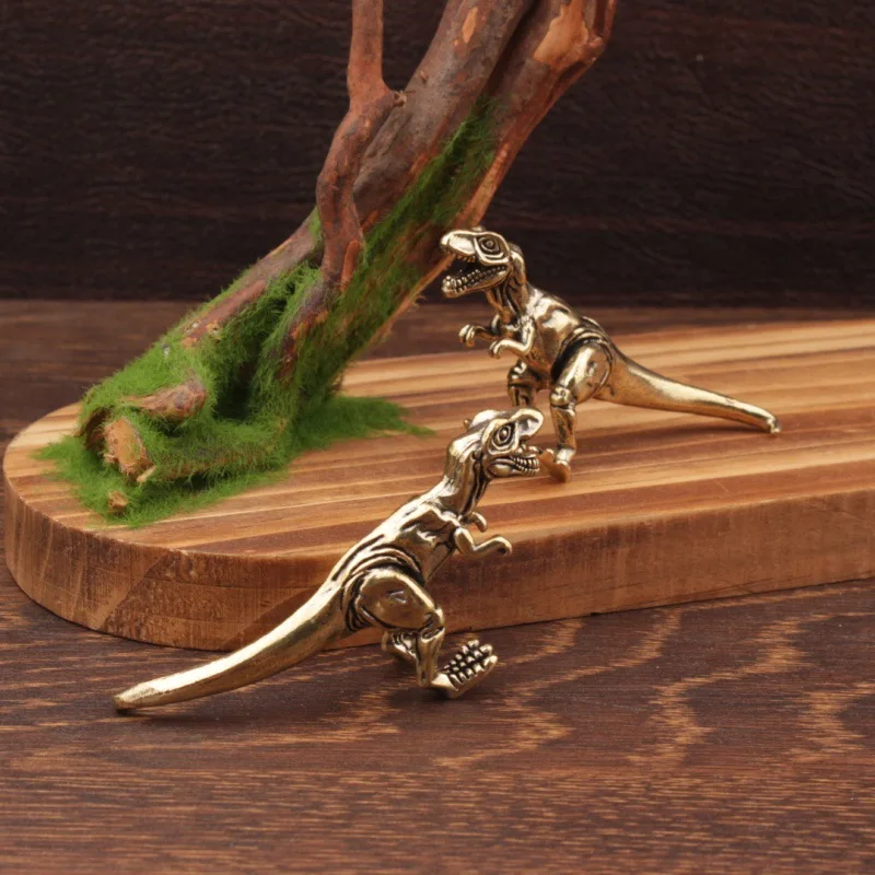 Brass Tyrannosaurus Rex Statue - Realistic Dinosaur Sculpture for Office Desk Decor, Tea Pet, Dinosaur Collector's Gift