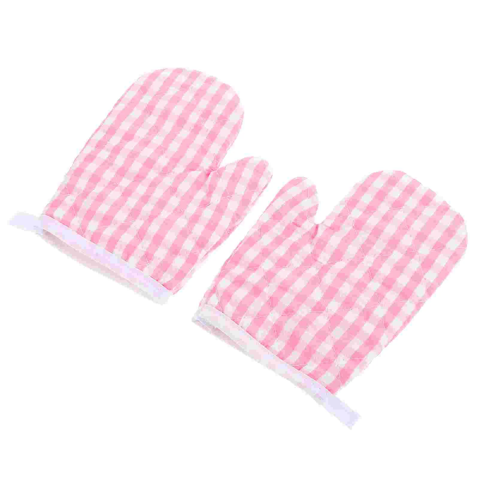 

2 Pcs Mini Toys Microwave Gloves Kids Cooking Heat Insulation Pink Oven Mittens Child Anti Scalding Baking Toddler