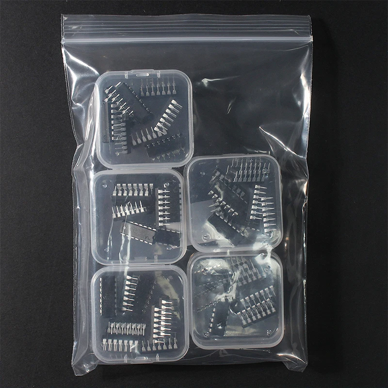 50PCS Integrated Circuit Logic IC 74HC/ 74LS DIP-14  5 values  IC Chip Assortment Box Kit Electronic Component