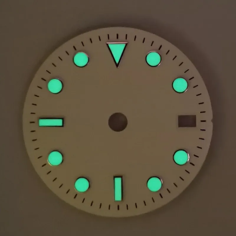 Mod 29mm GMT quatro mão Watch Dial verde luminoso literalmente apto para GMT NH34 movimento acessórios