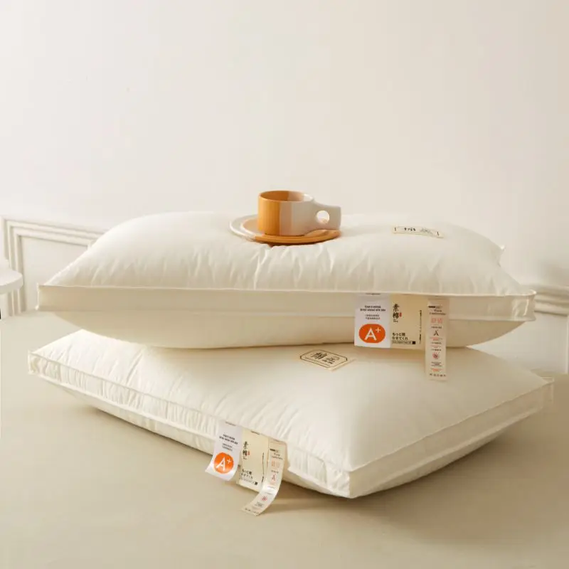 Five Star Hotel Pillow 48x74cm Pillow Core for Home Deep Sleep Neck Protection Without Collapsing Velvet Fiber Breathable Pillow