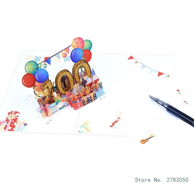 3D Happy Birthday Ages Number Foldable Greeting Card Festival Holiday Paper Cards for Birthday Wedding