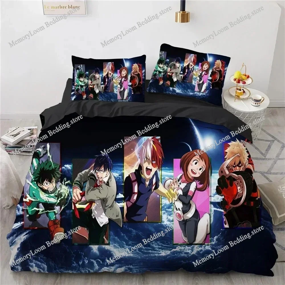 3D Print Anime My Hero Academy Bedding Set Characters Duvet Cover Cartoon Polyester Queen King Size Kids Boys Quilt Cover