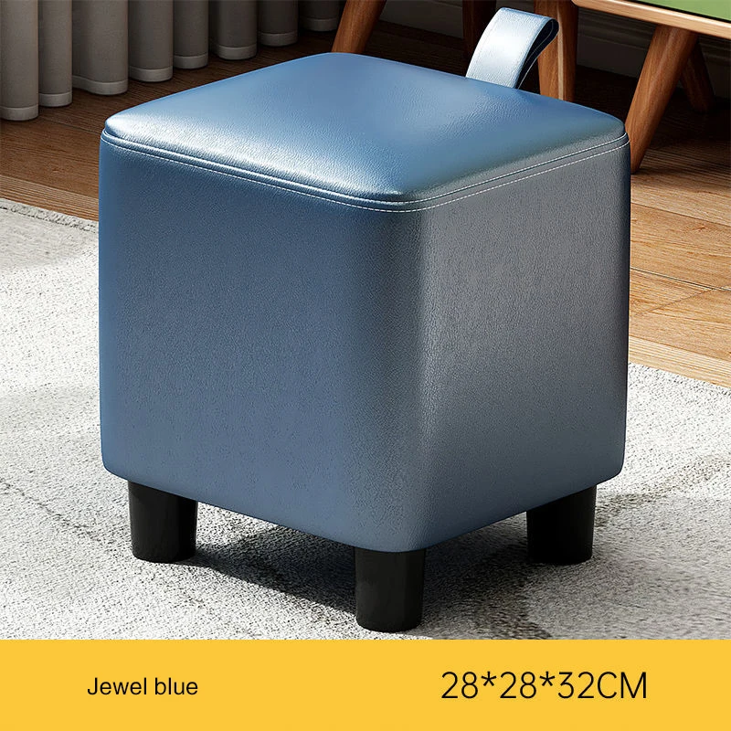 Soft Leather Shoe Change Stool Household Comfortable Ottomans Nordic Style Living Room Easy Cleaning Doorway Wear Shoe Stool