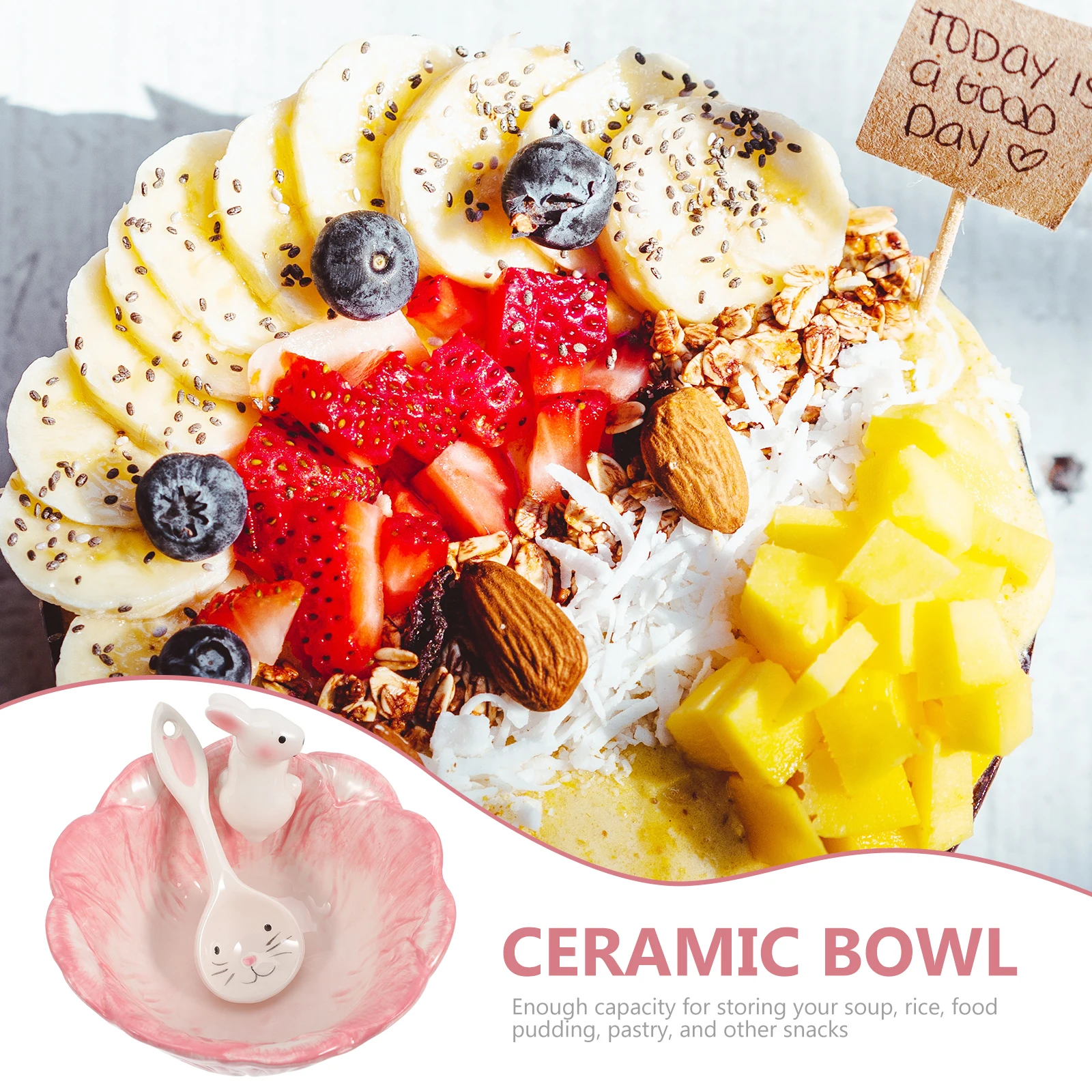 

1Set Rabbit Shape Ceramic Bowl White Cabbage Cartoon for Soup Salad Dessert Small Food Bowl Household Bowls