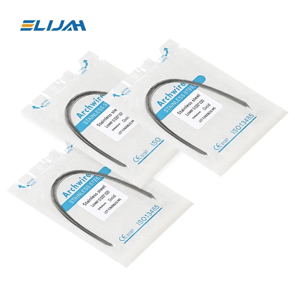 ELIJAH Dental Stainless Steel Archwires For Dental Orthodontics Archwires Round/Rectangular 10PCS Teeth Braces Brackets