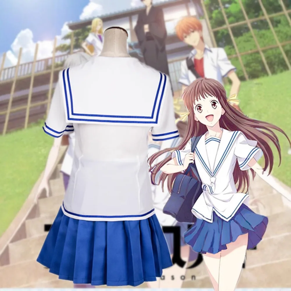 Fruits Basket Tohru Honda Yuki Soma Cosplay Costume White Japanese Sailor Uniform Full Set Adult Halloween Comic Con Outfit view 4
