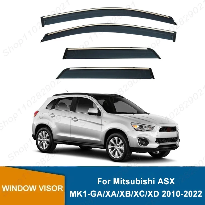 4Pcs Window Visor For Mitsubishi ASX MK1-GA/XA/XB/XC/XD 2010-2022 Weathershield Sun Rain Deflector Guard Car Window Deflector