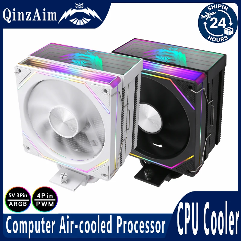QiuzAim 4 Heat Pipe Install LGA115x 1200 1700 2011 AM4AM5 Cooler Black Knight Air-cooled Compatible E5 x99 CPU Cooling Fan 120mm