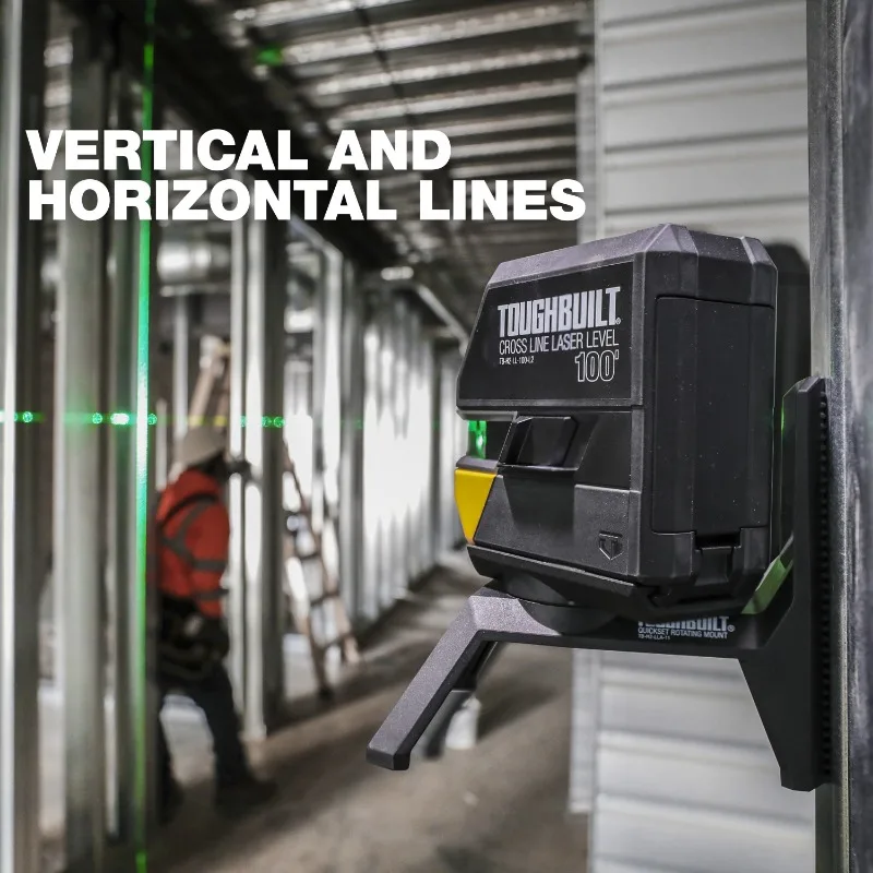 ToughBuilt TB-H2-LL-100-L2 100-FT Green Beam Self Leveling Cross-Line Laser Level