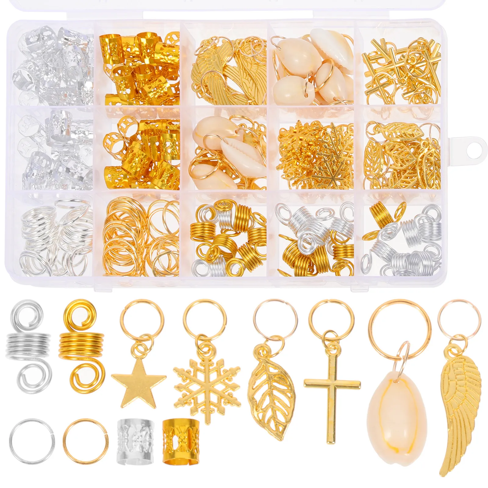 

200Pcs Metal Round Hair Clasps Hair Rings Hollow Braiding Jewelry Dreadlock Accessories Set Dreadlocks Accessories