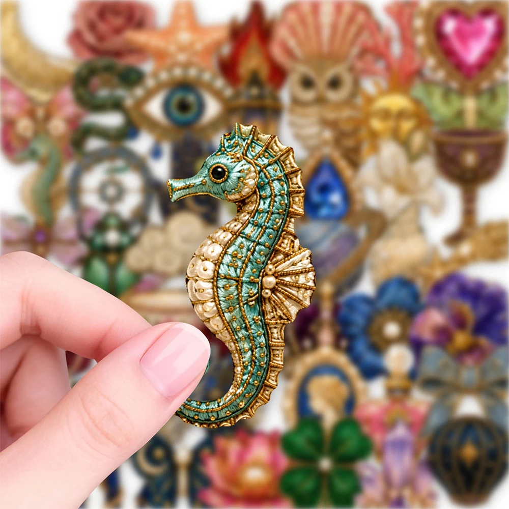 10/30/50pcs Retro Gorgeous Jewelry Aesthetic Stickers Cartoon Marine Animal Decals Water Bottle Phone Guitar Transparent Sticker