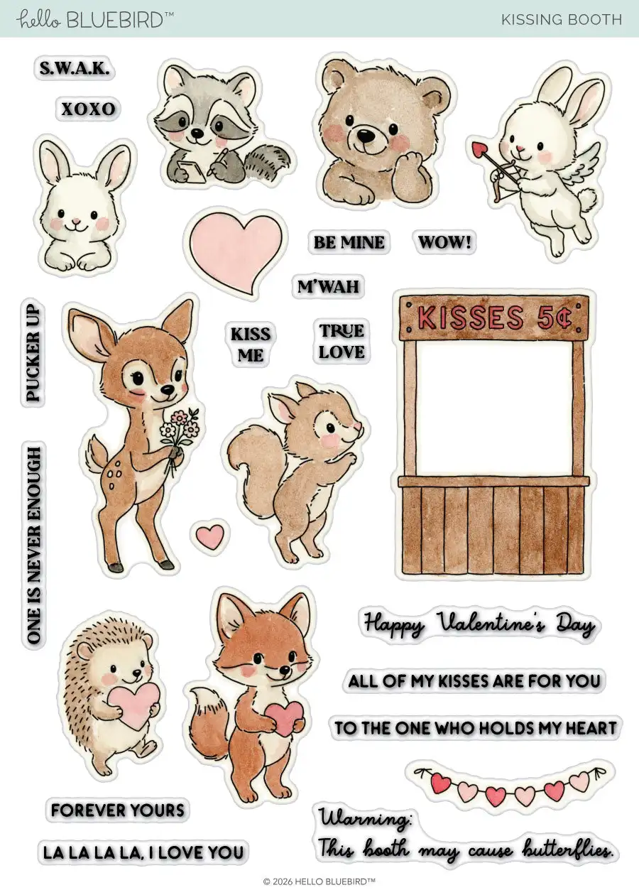 January 2026 Valentine Candy Hearts Love Bee Kissing Booth Metal Cutting Dies Clear Stamps for DIY Supplies Scrapbook New - view 6