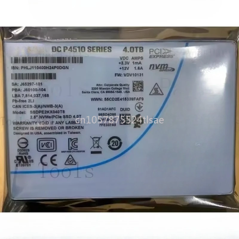 

Твердотельный накопитель 4 ТБ U.2 NVMe PCIe 2.5'' SSDPE2KX040T8 НОВАЯ серия P4510