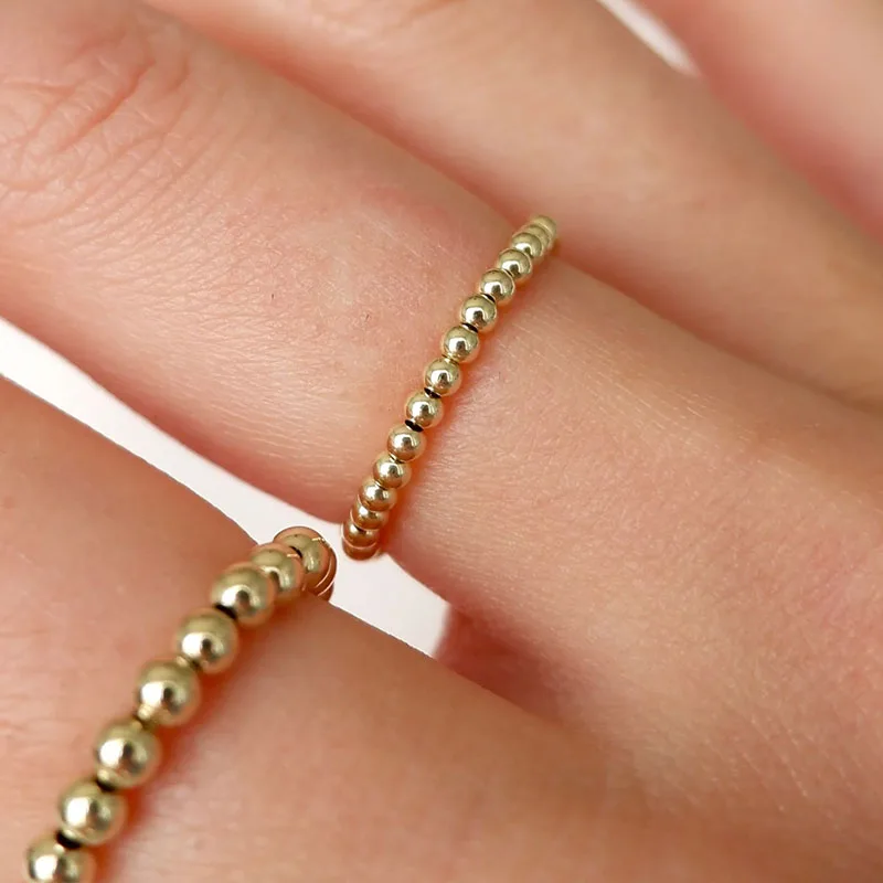 Crystal Ring Stackable  Bead  Boho  Birthstone  Chain Ring - view 4