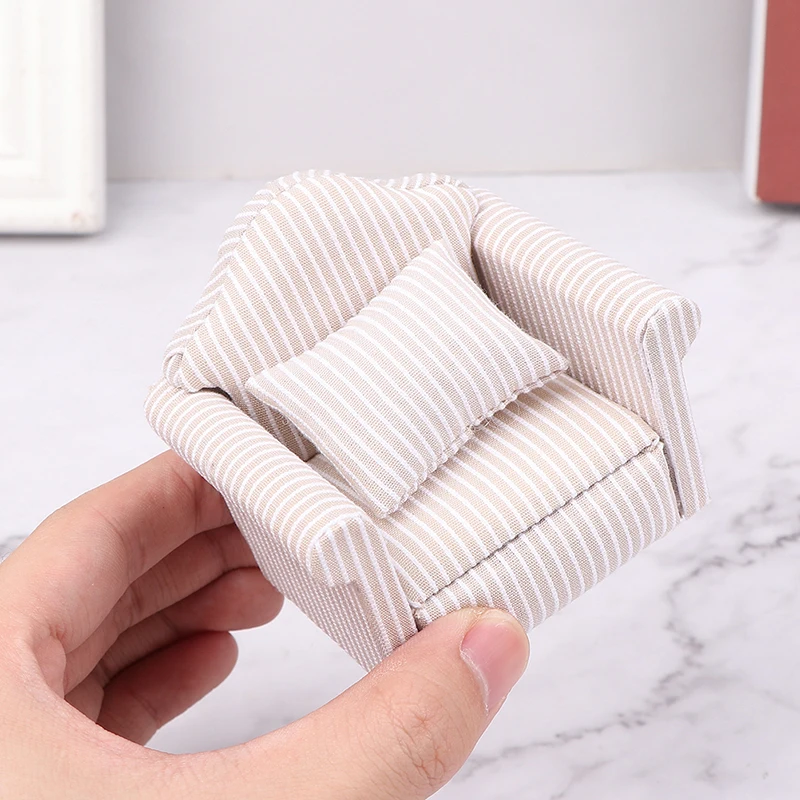 1:12 Dollhouse Mini Sofa with Pillow Model Furniture Accessories For Doll House Decor Kids Pretend Play Toys DIY