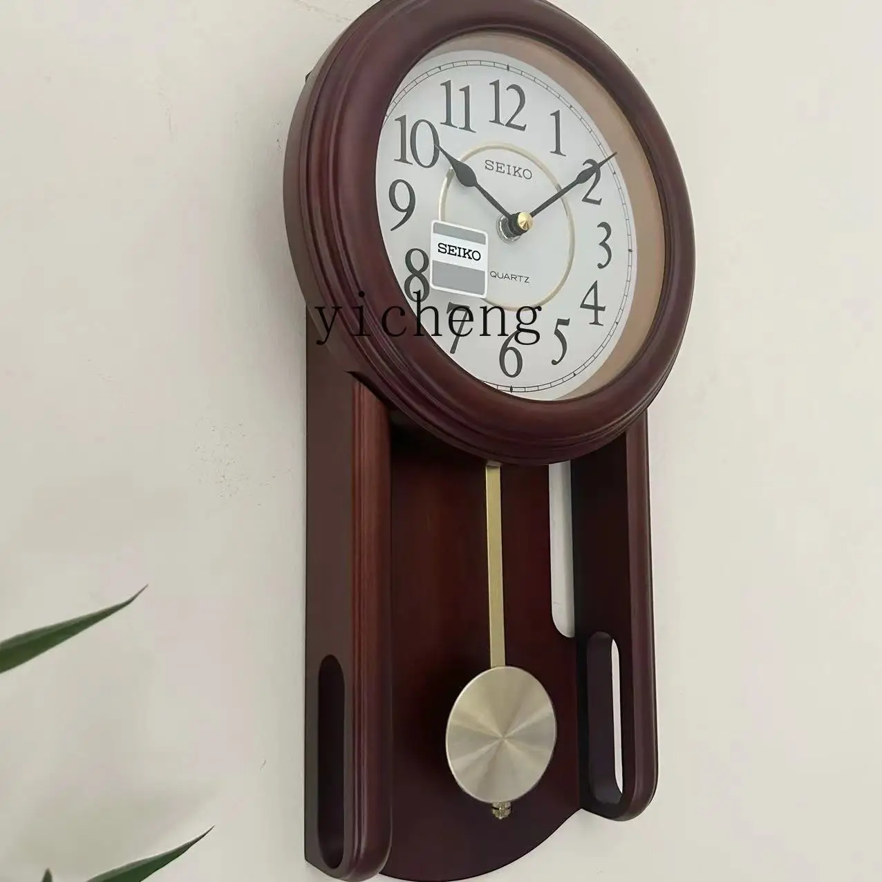 r8.13-Seiko solid wood dynamic pendulum European style living room bedroom dining room wall clock 213/105