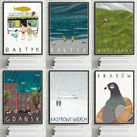 Minimalist City Warszawa Gdansk Poland Travel Kraków Modern Poster Prints Wall Art Canvas Painting Picture Gift Room Home Decor