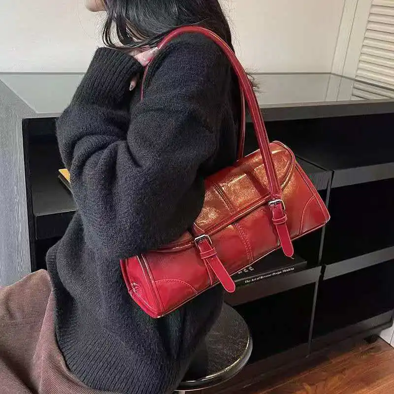 

2026 Fashionable and Unique Handbag - Retro Versatile Simple Shoulder Bag for Girls - Motorcycle-style