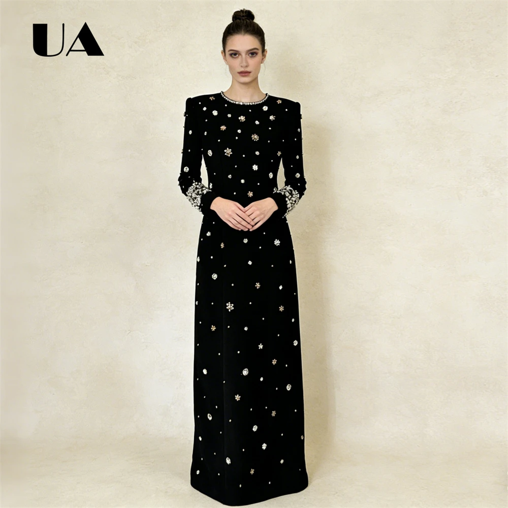 

Long-Sleeve Maxi Gown with Crystal Star Embellishments Wedding Guest Outfits, Red Carpet & Evening Parties Hot-Selling Occasion