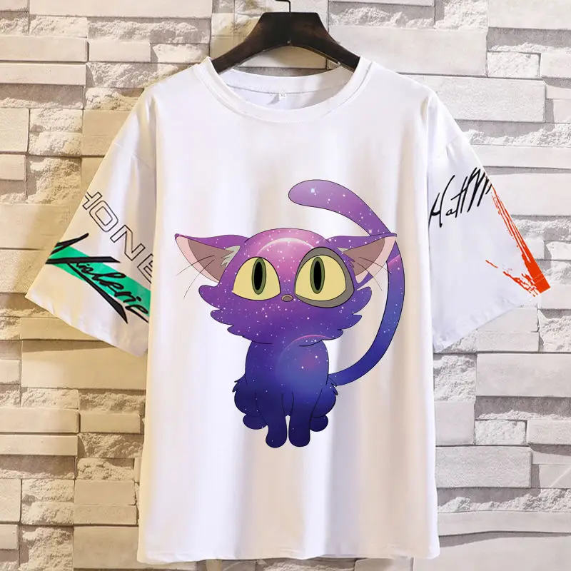 อะนิเมะเกมสินค้าซูซูเมะ'การเดินทางเสื้อยืดแขนสั้นฤดูร้อนยู ไนเซกซ์ ซูซูเมะ โทมิโอกะแมวหลวม PLUS ขนาด