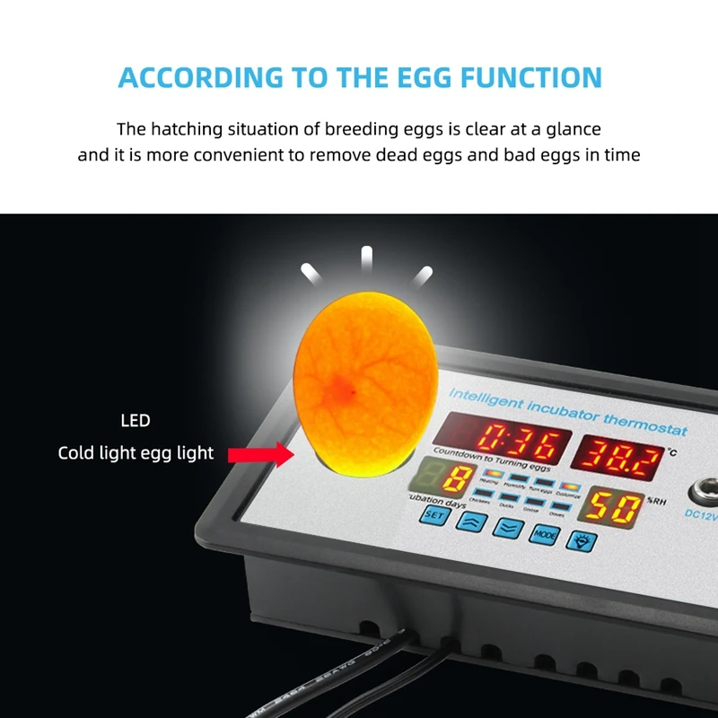 ZFX-W9002 Smart Thermostat Digital Temperature Humidity Control Incubator 360 Automatic Egg Turning 12V