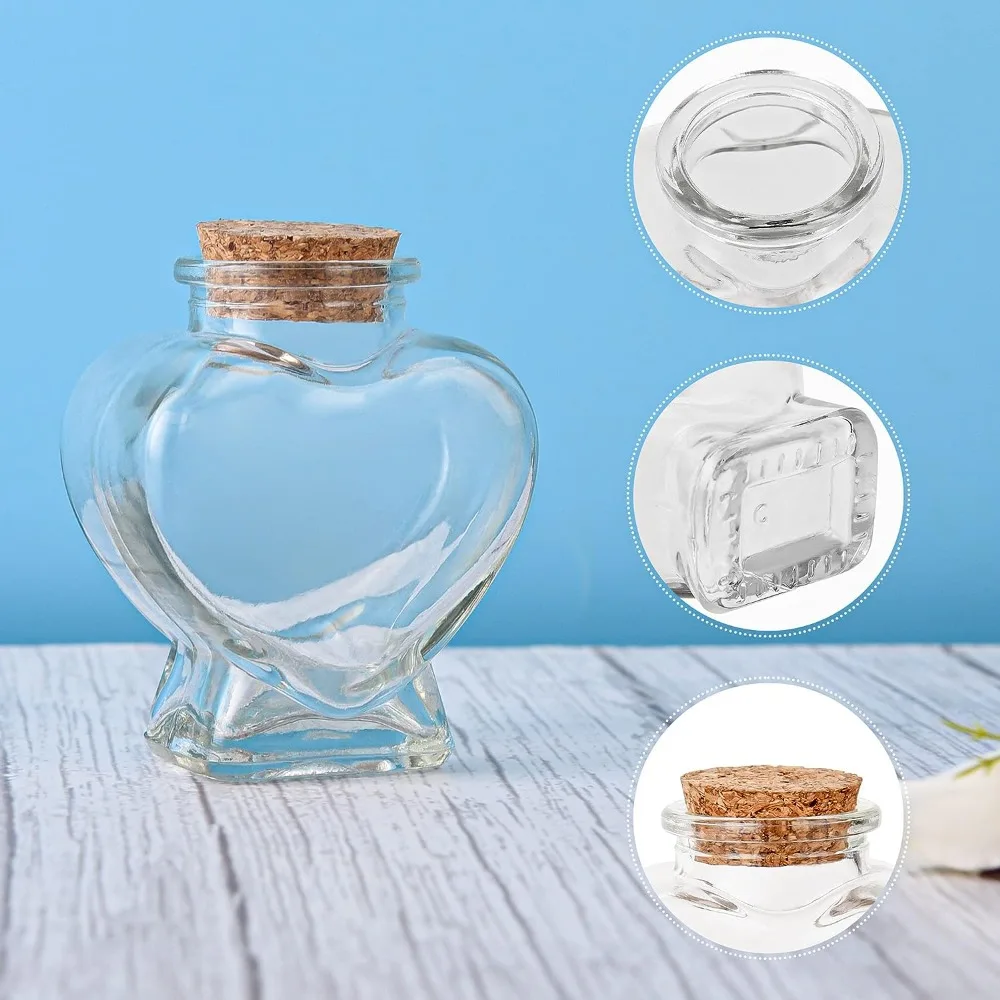 

Empty Mini Glass Heart-Shaped Bottles with Cork Stoppers Small Glass Bottles Jars 1pack under wear