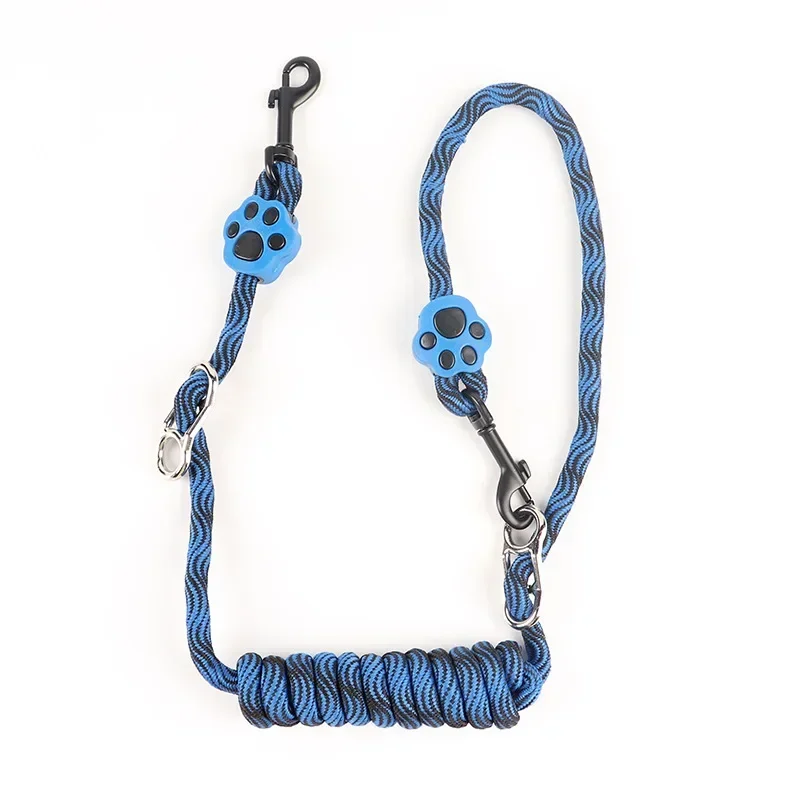 مقود الحيوانات الأليفة لشخصين كلبين صغيرين ومتوسطين وكبيرين - تدريب خارجي، مقرنات ثنائية الاتجاه، أشياء حزام حبل من شريط النايلون #6